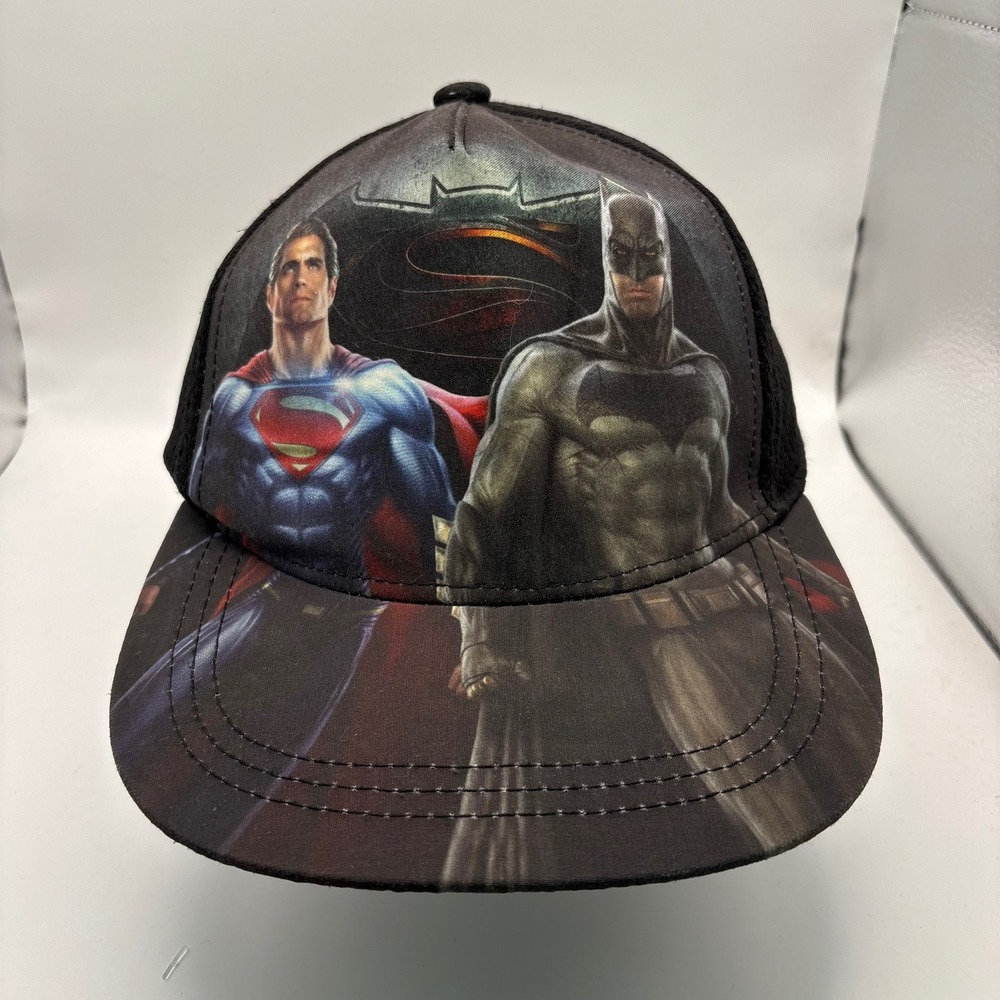 Batman v Superman Dawn of Justice Snapback Hat Black Mesh Trucker Cap DC Comics